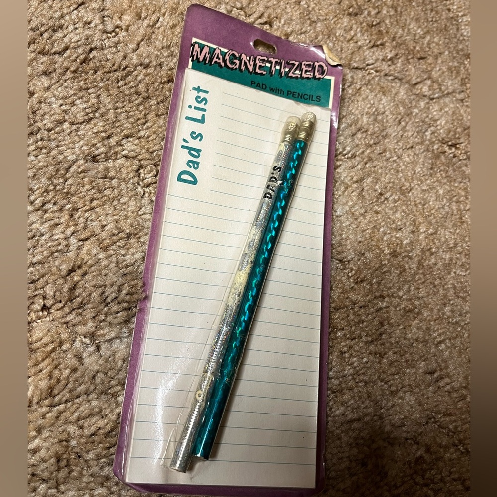 Vintage 1990s “Dad’s List Magnetized Notepad with Pencils